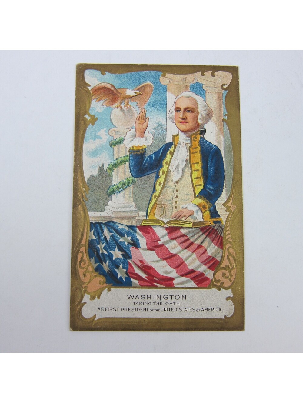 Postcard George Washington 1st President Taking Oath Patriotic Embossed Antique
